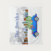 Little Blue Car & Tree Christmas Custom Wandteppich (Vorderseite)