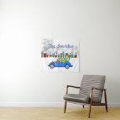Little Blue Car & Tree Christmas Custom Wandteppich (Beispiel (Horizontal))