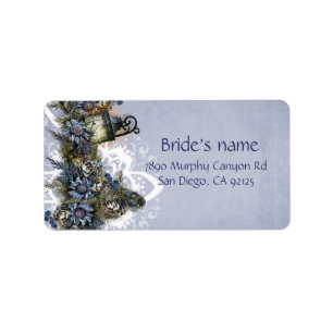 Little Blue Christmas Birds Adress Label Adressaufkleber