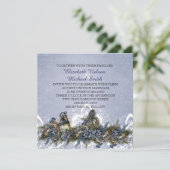 Little Blue Christmas Birds Wedding Invite Einladung (Stehend Vorderseite)