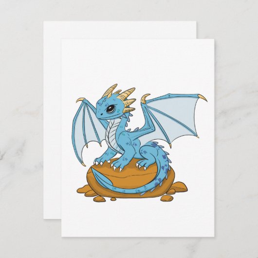 Little Blue Dragon RSVP Karte (Vorne/Hinten)