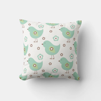 Little Blue Green Bird Spring Season Throw Kissen