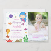 Little Blue heir Meerjungfrau Einladungen mit Foto (Vorderseite)