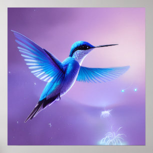 Little Blue Hummingbird Poster