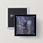 Little Blue Moon Fairy Fantasy Pinback Button (Vorne & Hinten)