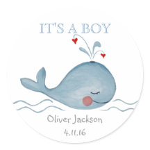 Little Blue niedlich Whale Nautical | Rundaufklebe