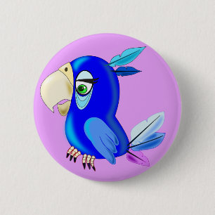Little Blue Parrot Button