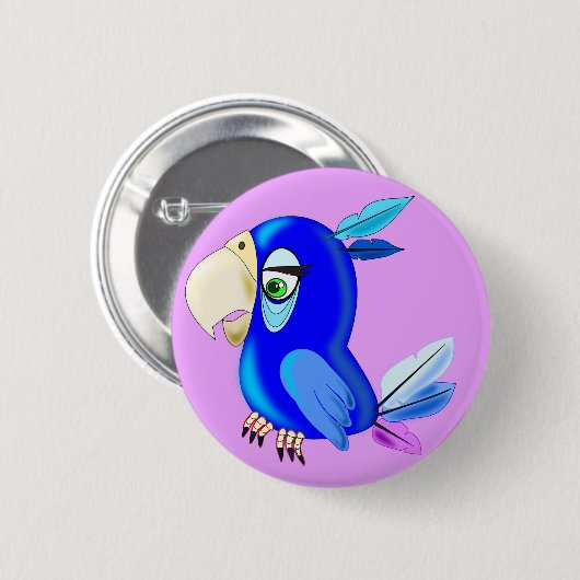 Little Blue Parrot Button (Vorne & Hinten)