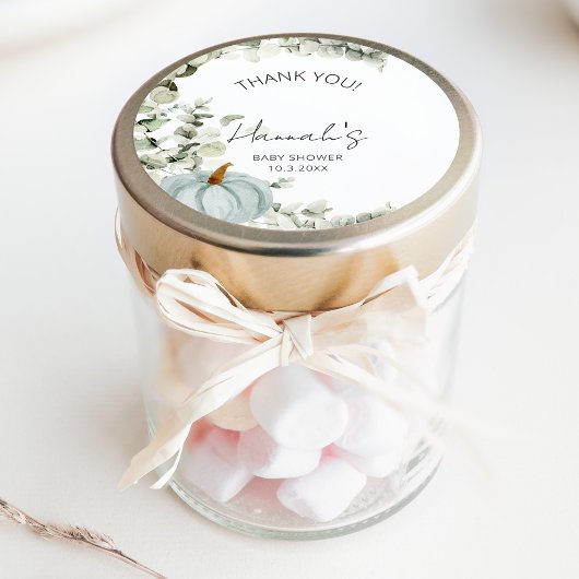 Little Blue Pumpkin Baby Dusche Vielen Dank für Ih Runder Aufkleber