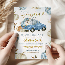 Little Blue Pumpkin Truck Baby Dusche Einladung
