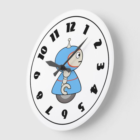 Little Blue Robot Clock Große Wanduhr (Winkel)