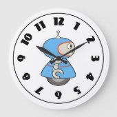 Little Blue Robot Clock Große Wanduhr (Vorderseite)