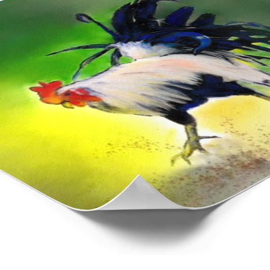 Little Blue Rooster Poster (Ecke)