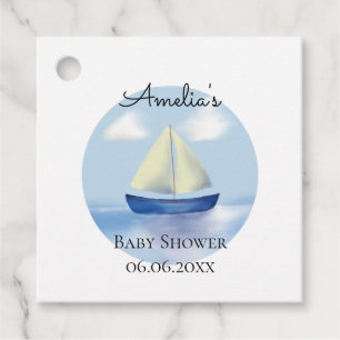 Little Blue Sail Boat Baby Dusche Geschenkanhänger