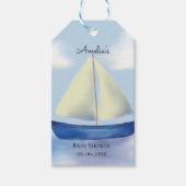 Little Blue Sail Boat Baby Dusche Geschenkanhänger (Vorderseite)