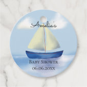 Little Blue Sail Boat Baby Dusche Geschenkanhänger (Vorderseite)