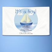 Little Blue Sailboat Boys Babydusche Banner