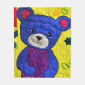 Little Blue Teddy Bear Quilt like Design Fleecedecke (Vorderseite)