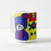 Little Blue Teddy Bear Quilt like Design Kaffeetasse (Vorderseite Links)