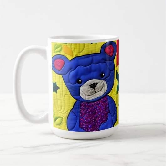 Little Blue Teddy Bear Quilt like Design Kaffeetasse (Links)
