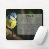 Little Blue Tit Bird 2024 Kalender Mousepad (Mit Mouse)