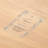 little blue watercolor flowers Baptism Acryleinladungen (Ablage )