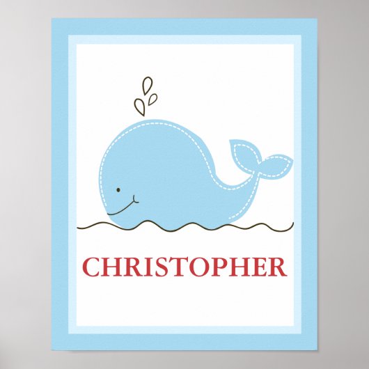 Little Blue Whale Personalisiert Art Print Poster (Vorne)