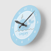 Little Blue Whale Personalisiert Wall Clock Runde Wanduhr (Winkel)