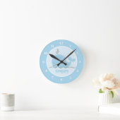 Little Blue Whale Personalisiert Wall Clock Runde Wanduhr (Zuhause)