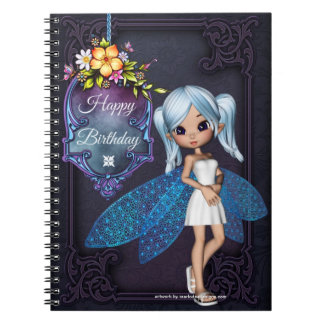 Little Blue Wing Fairy Happy Birthday Note Book Notizblock