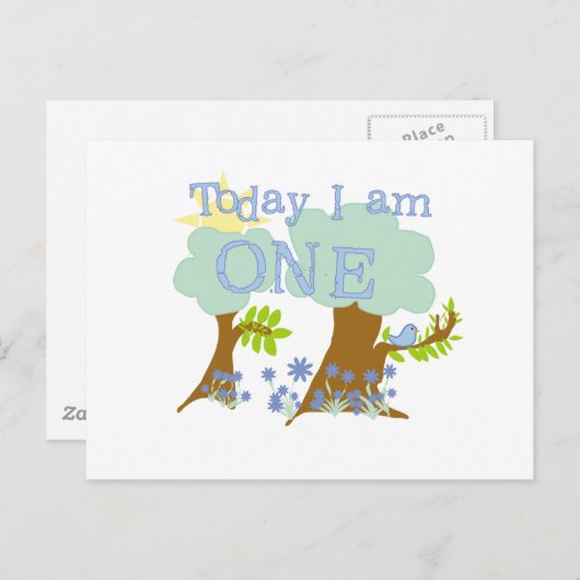 Little Bluebird 1st Birthday Tshirts und Geschenke Postkarte (Vorne/Hinten)