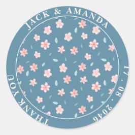 Little Blume Blue Chic Hochzeitsticker Runder Aufkleber