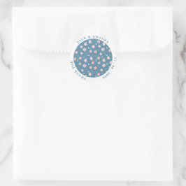 Little Blume Blue Chic Hochzeitsticker Runder Aufkleber