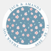 Little Blume Blue Chic Hochzeitsticker Runder Aufkleber (Vorderseite)