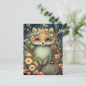 Little Blume Fox Postcard Postkarte (Stehend Vorderseite)