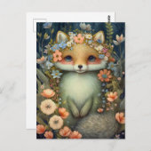 Little Blume Fox Postcard Postkarte (Vorne/Hinten)