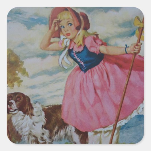 Little Bo Beep Quadratischer Aufkleber (Vorderseite)