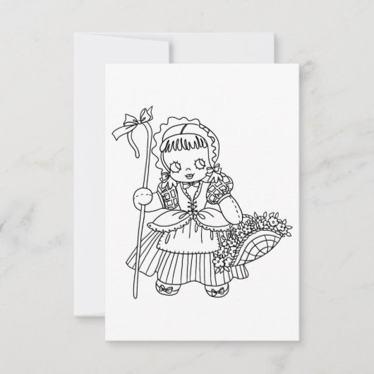 Little Bo Peep Girl Puppenkunstseite Dankeskarte (Vorderseite)