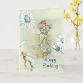 Little Bo Peep Happy Birthday Karte (Gelbe Blume)