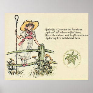 Little Bo Peep Kinderzimmer Rhyme Poster
