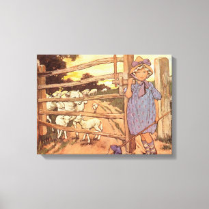Little Bo-Peep Kinderzimmer Rhyme Stretched Leinwa Leinwanddruck