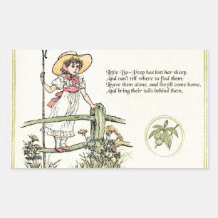 Little Bo-Peep: Klassische Kate Greenaway-Kinderst Rechteckiger Aufkleber