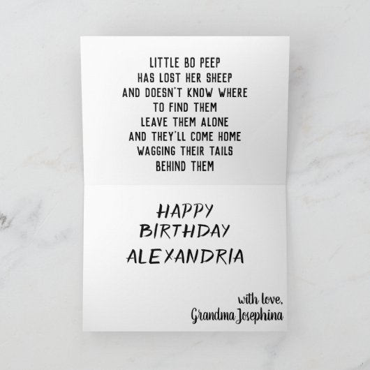 Little Bo Peep Star Night Scene Fun Kids Fab Karte (Innenseite)