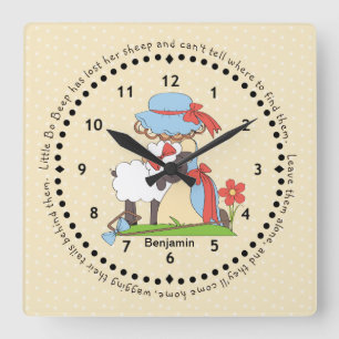 Little Bo Peep Wall Clock Quadratische Wanduhr