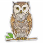 Little Boho Owl auf einer Branch Illustration Aufkleber (Vorderseite)