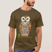 Little Boho Owl auf einer Branch Illustration T-Shirt (Vorderseite)