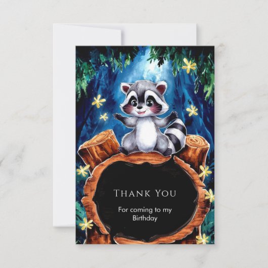 Little Boho Raccoon Geburtstag Dankeskarte (Vorderseite)