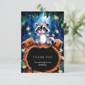 Little Boho Raccoon Geburtstag Dankeskarte (Stehend Vorderseite)