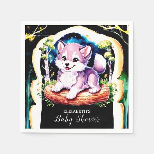 Little Boho Wolf Baby Shower Serviette (Vorderseite)