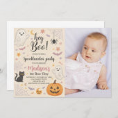 Little Boo 1. Geburtstag Einladung Niedliches Hall (Vorne/Hinten)